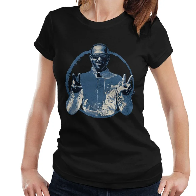 Motorsport Images Lewis Hamilton Celebrates Women's T-Shirt Rayon Fabric Velvet Fabric Corduroy Fabric
