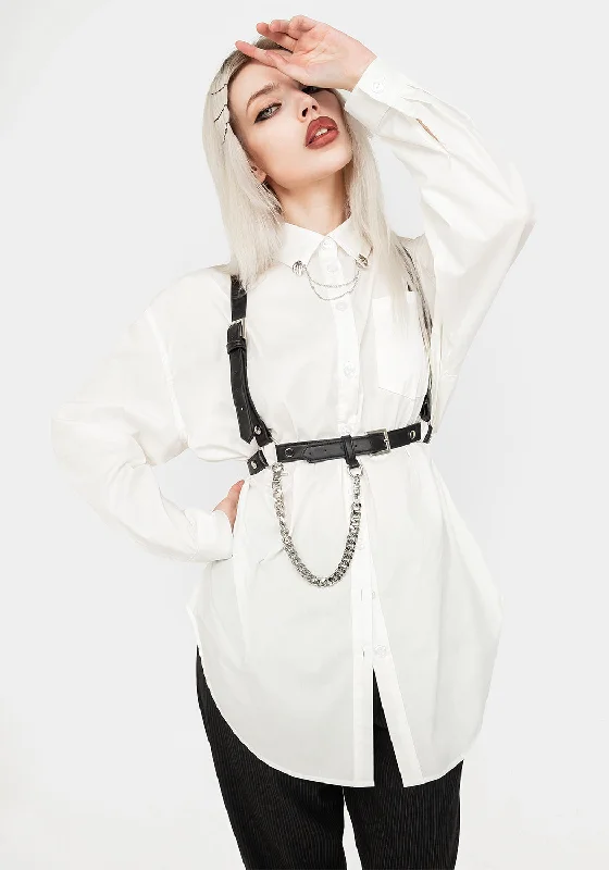 Chiromancy Collar Loose Fit Shirt Handmade Hand-knitted Hand-woven