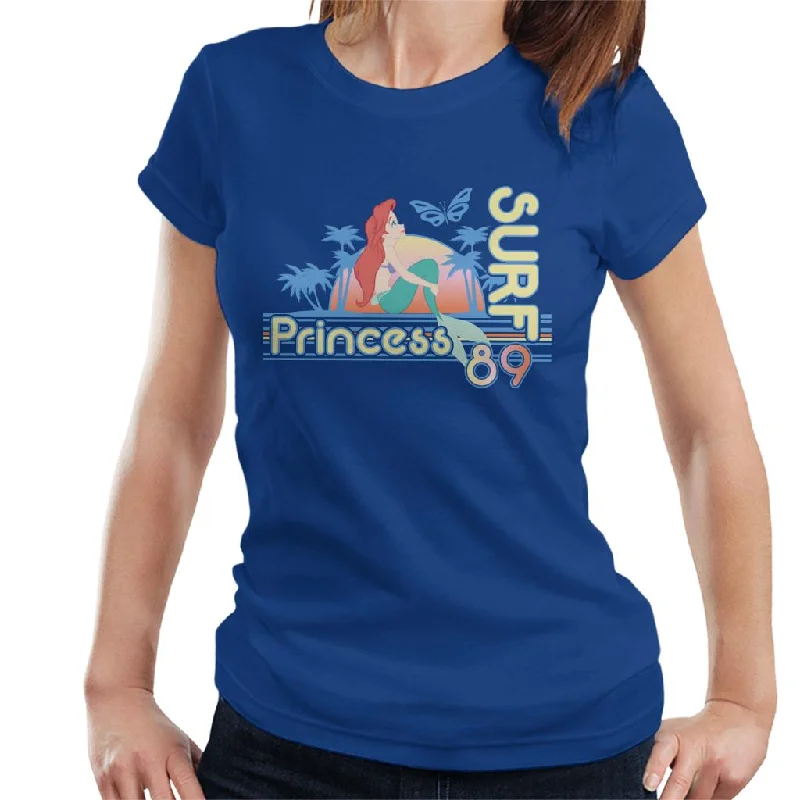 Disney Surf Princess 89 The Little Mermaid Women's T-Shirt V-Neck T-Shirt Long Sleeve Cotton