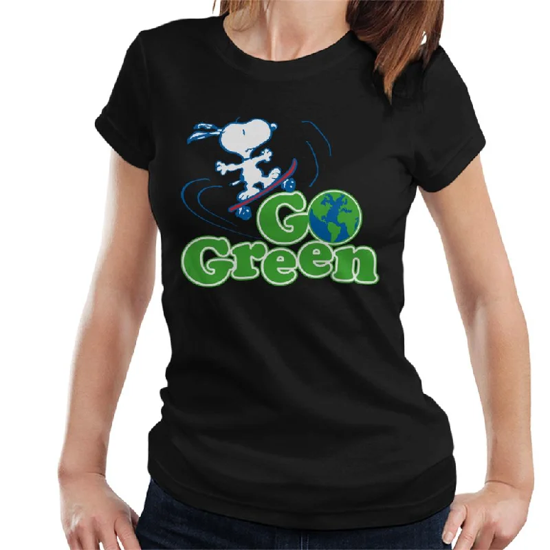 Peanuts Snoopy Go Green Women's T-Shirt Houndstooth Herringbone Solid
