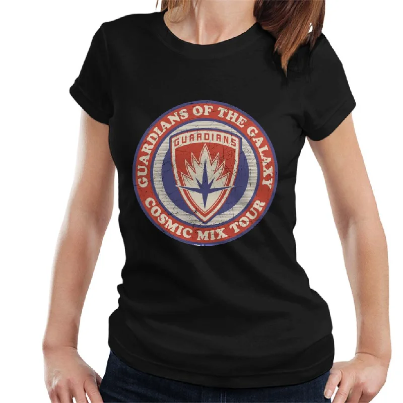 Marvel GOTG Badge Guardians Cosmic Mix Tour Women's T-Shirt Chenille Fabric Brocade Fabric Lace Fabric