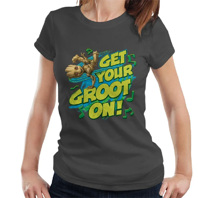 Marvel GOTG Guardians Get Your Groot On Women's T-Shirt Cotton Fabric Linen Fabric Terry Fabric