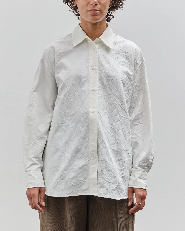 Mijeong Park Crinkled Oversized Shirt, White Terry Blend Velvet Blend Canvas Blend