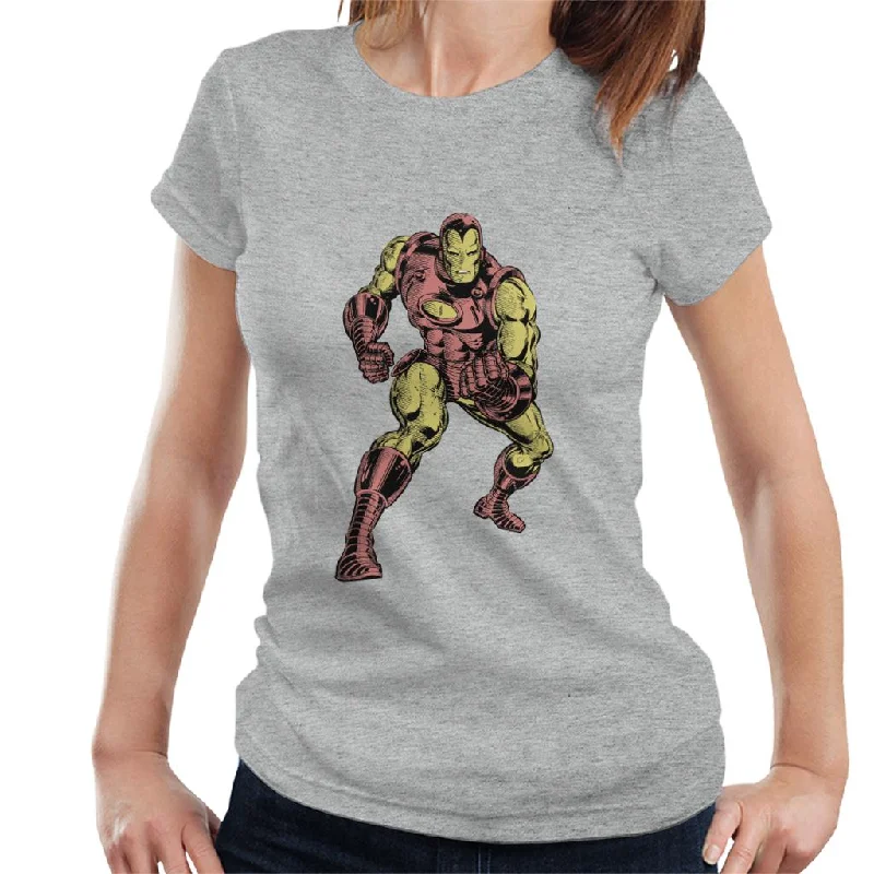Marvel Iron Man Clenched Fists Pose Women's T-Shirt Fleece Fabric Down Fabric Feather Fabric