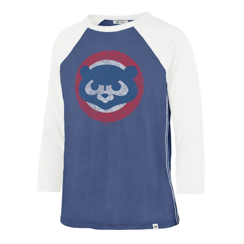 Chicago Cubs Women's '47 Ava Raglan 3/4 Sleeve Shirt Faux Fur Fabric Real Fur Fabric Shearling Fabric