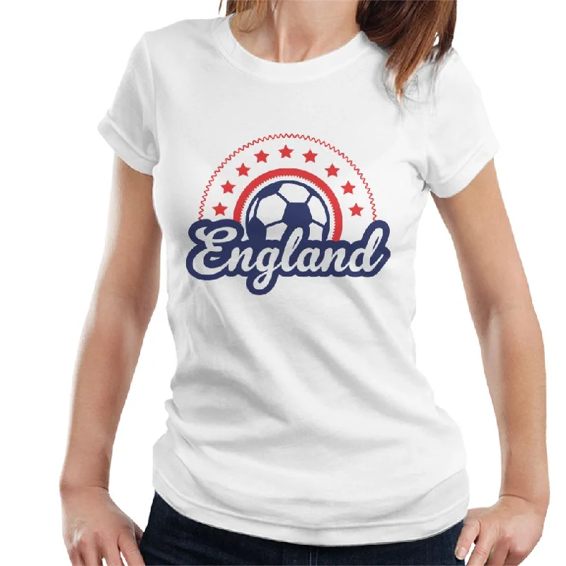 England Star Euro Football Outline Women's T-Shirt Hooded Caped Shawl Collar