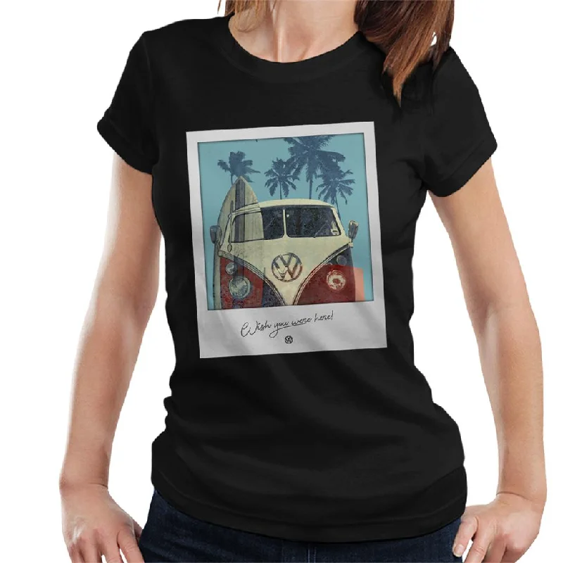Official Volkswagen Polaroid Camper Women's T-Shirt Notch Collar Peter Pan Collar Cowl Neck