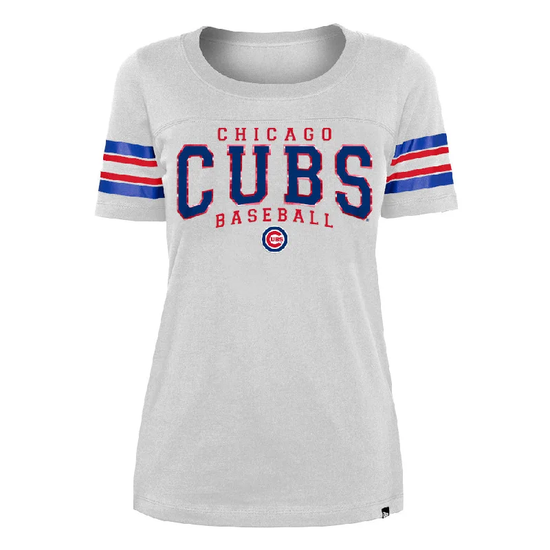 Chicago Cubs New Era Ladies Striped T-Shirt Knit Fabric Woven Fabric Fleece Fabric