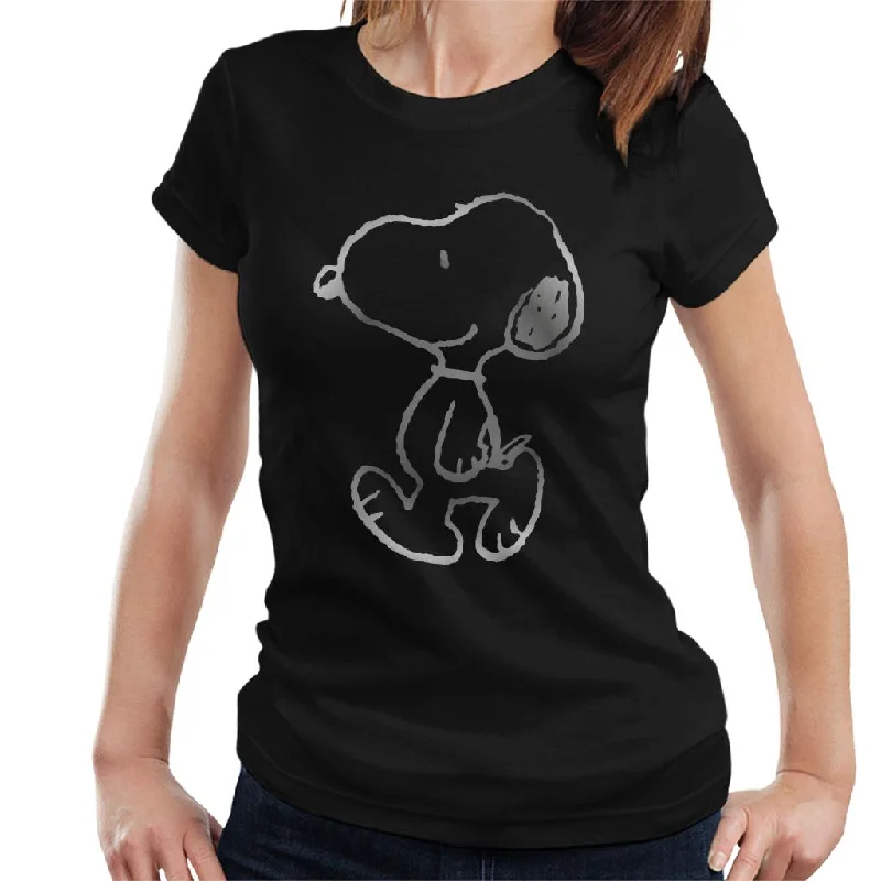 Peanuts Snoopy Outline Reflective Women's T-Shirt Chenille Blend Fleece Blend Nylon Blend