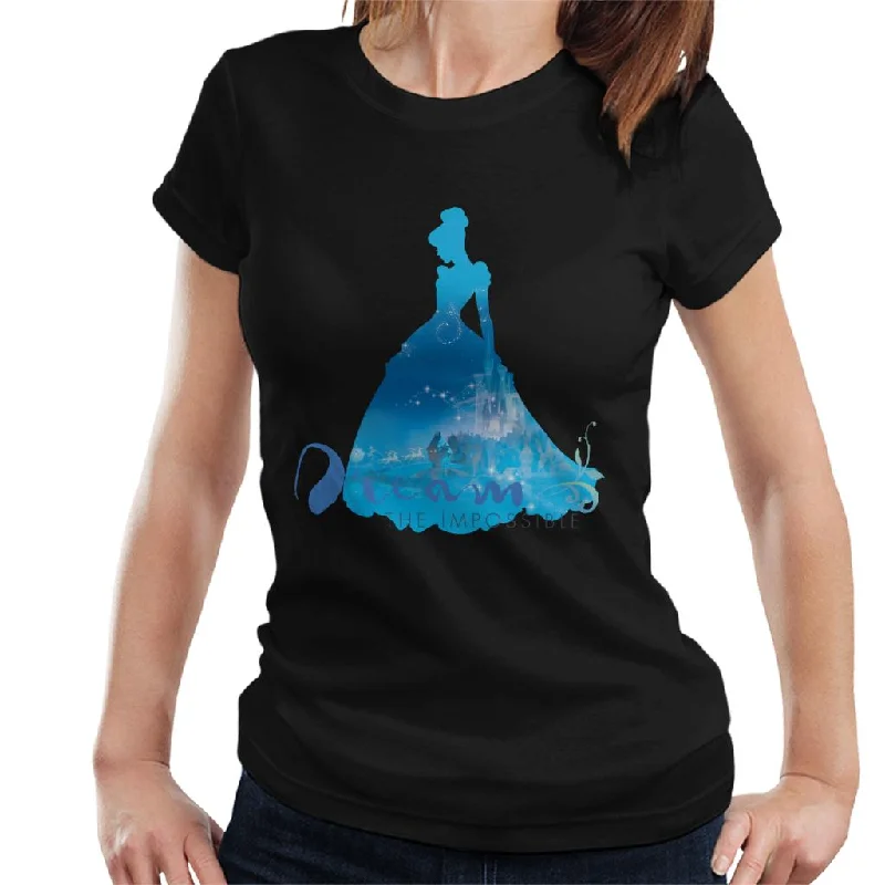 Disney Dream The Impossible Cinderella Women's T-Shirt Notch Collar Peter Pan Collar Cowl Neck