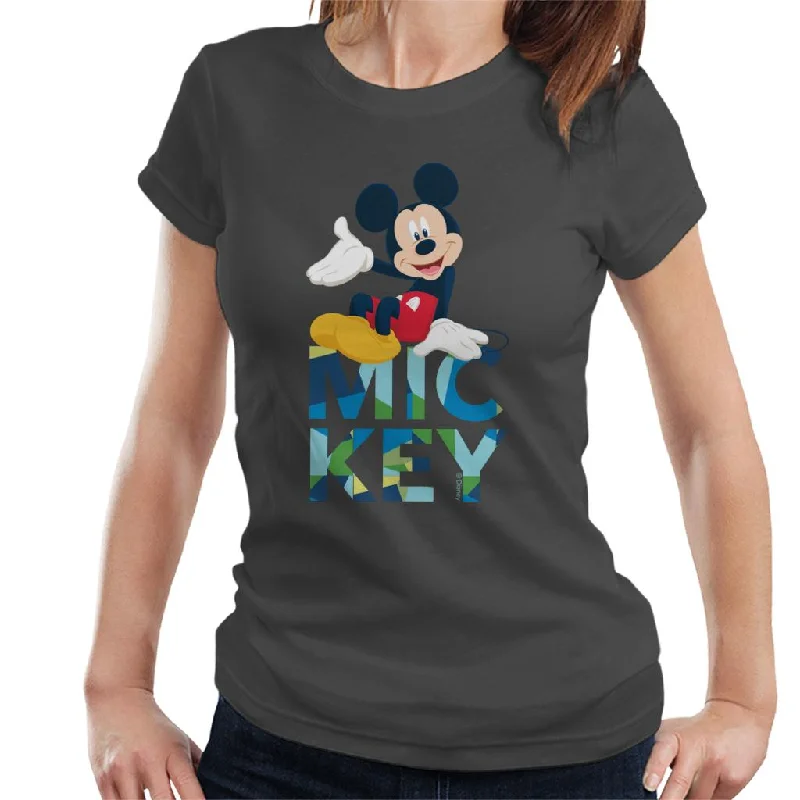 Disney Mickey Mouse Colour Text Women's T-Shirt Machine Wash Dry Clean Hand Wash