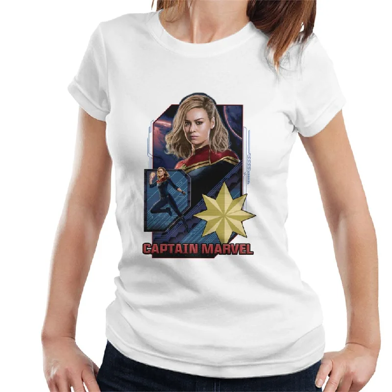 Marvel Captain Marvel Retro Starforce Theme Women's T-Shirt Satin Fabric Silk Fabric Chiffon Fabric