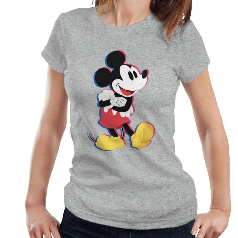 Disney Mickey Mouse Arms Folded Women's T-Shirt Graphic Embroidered Appliqued