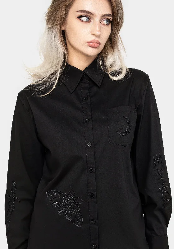 Amon Embroidered Shirt Oversized T-Shirt Spandex breathable