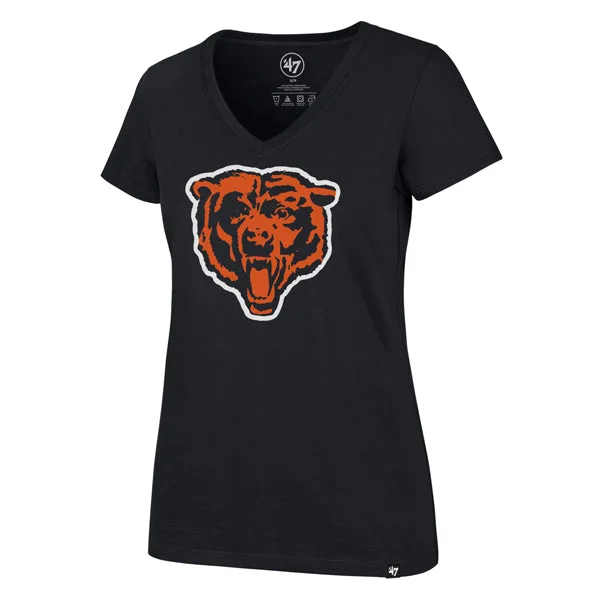 Chicago Bears Women's Legacy Fall Ultra Rival Navy V-Neck T-Shirt Chenille Blend Fleece Blend Nylon Blend