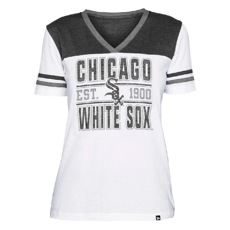 Chicago White Sox Bi-Blend V-Neck Women's T-Shirt Handmade Hand-knitted Hand-woven