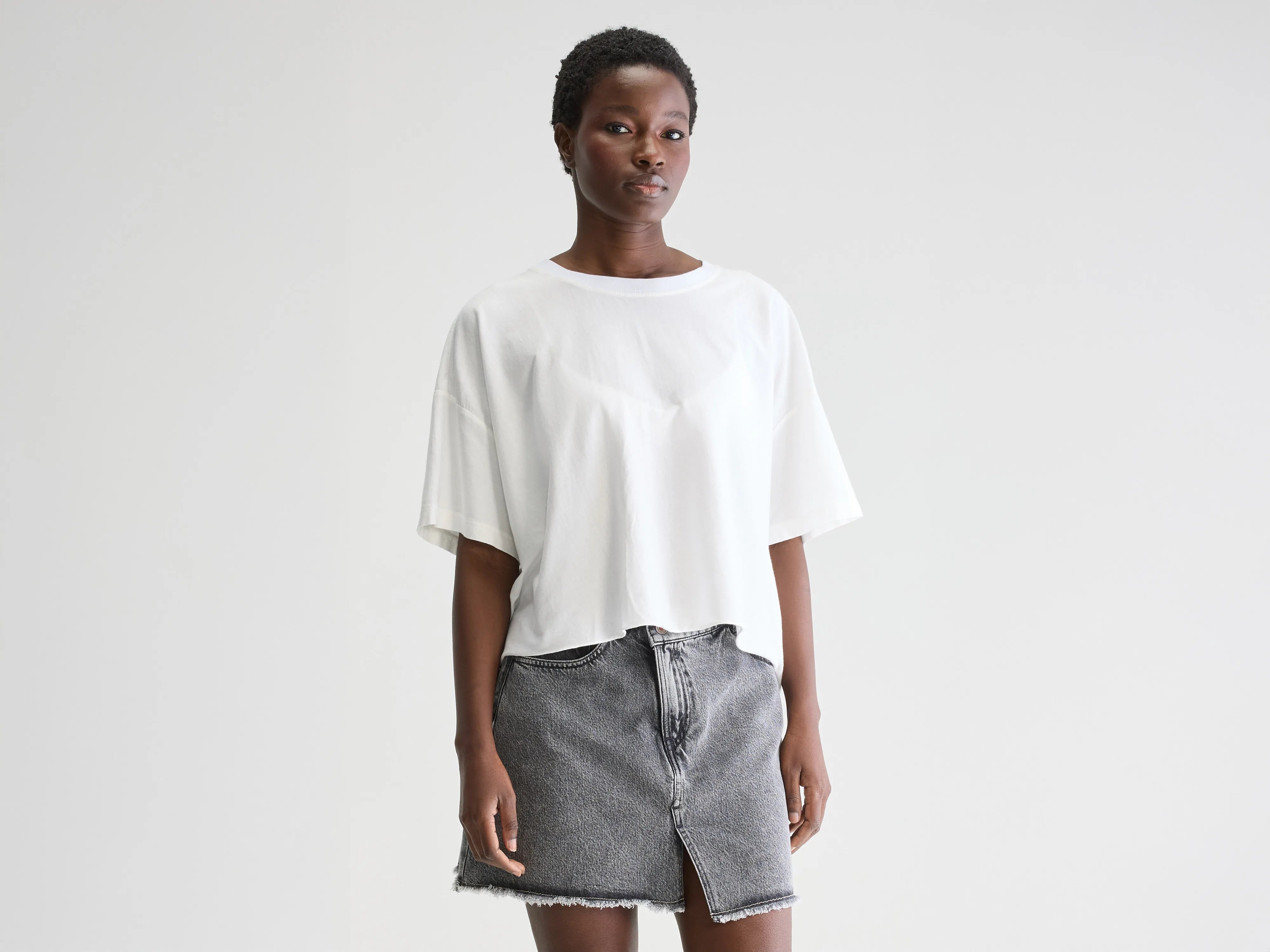 Farpy cropped t-shirt (251 / W / WHITE) Casual Formal Business