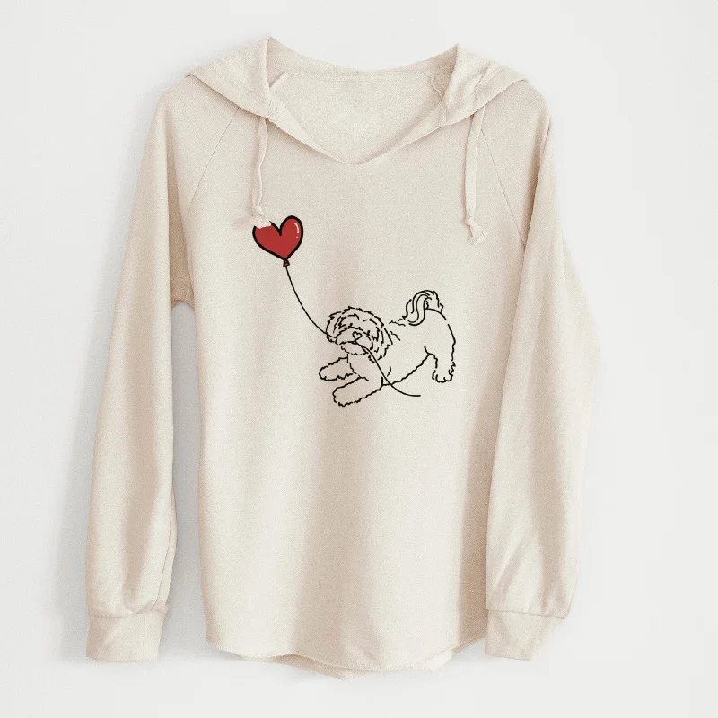 Shihpoo Heart String - Cali Wave Hooded Sweatshirt Hoodie with Drawstring Waist Adjustable Fitted