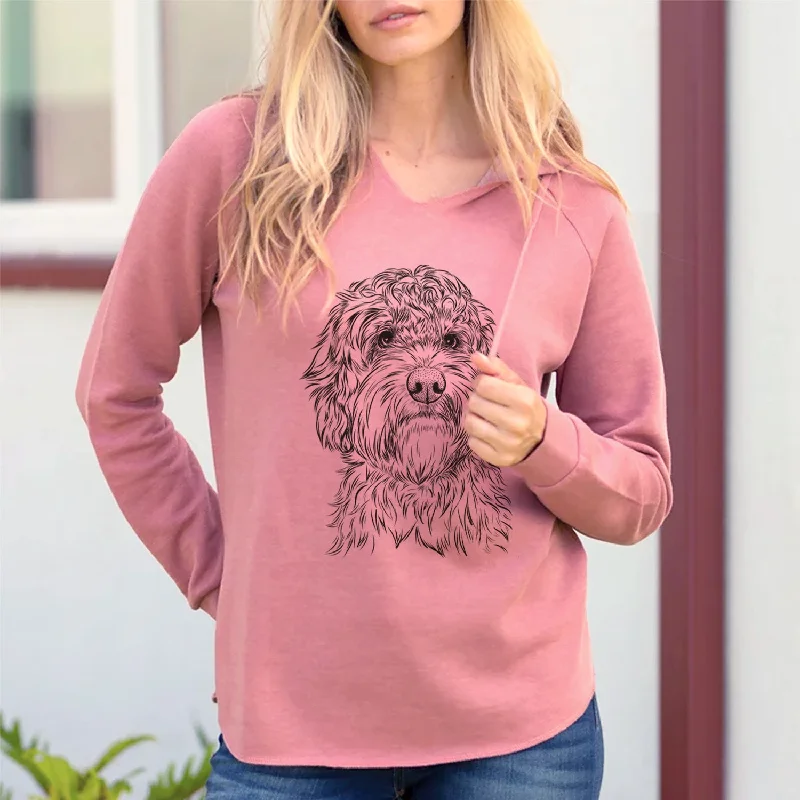 Bare Huckleberry the Australian Labradoodle - Cali Wave Hooded Sweatshirt Hoodie with Hem Raw Edge Edgy Unfinished