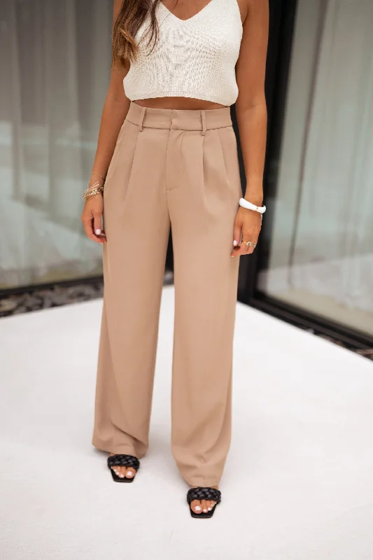 Beige Victor Pants Elegant High-Waist Pants