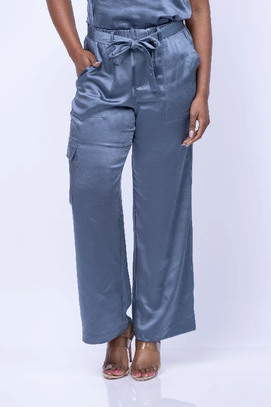 Lilla P Cargo Pant in Slate Blue Fashionable Jogger Pants