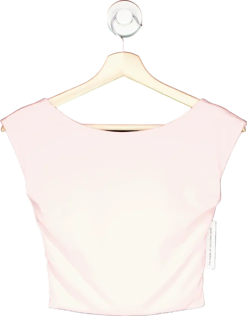 Pink Sleeveless Crop Top UK S Rayon Velvet Corduroy