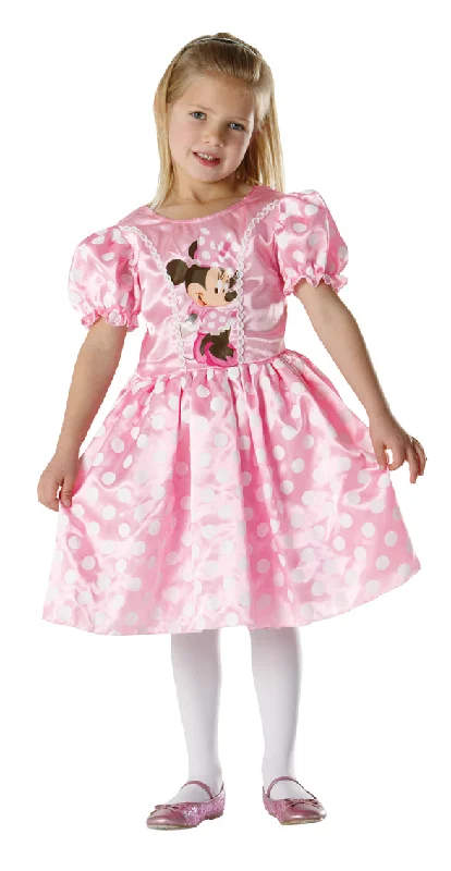 Girls Disney Minnie Mouse Pink Party Dress Costume Tunics Luxurious high-end