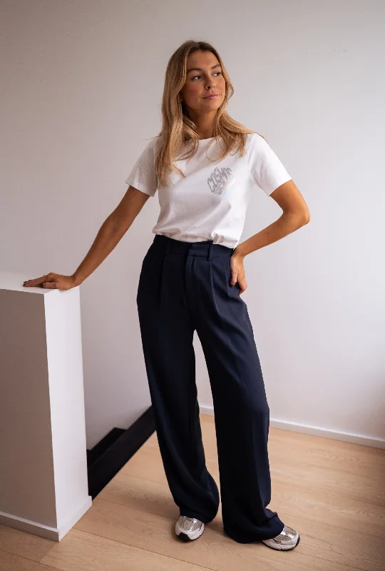 Navy Blue Victor Pants Chic Wool Trousers