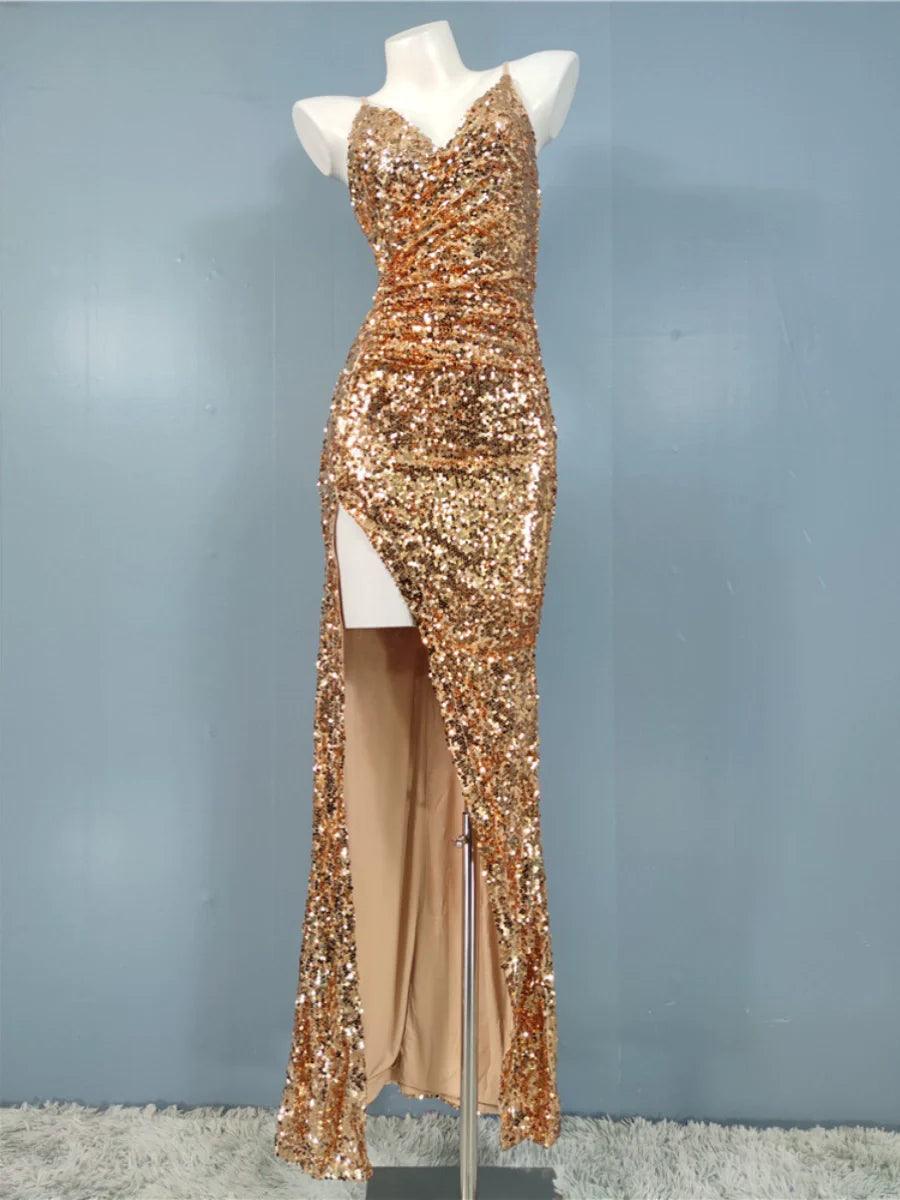 Glitter Sequin V-Neck Party Dress: Sparkling Nightclub Glamour Lace Sexy Club