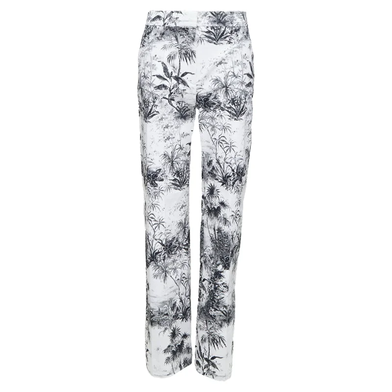 Adam Lippes cotton blend floral print straight pants Trendy Work Pants