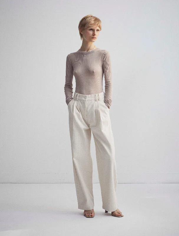 Apollo Loose Pant in Ecru Sleek Black Pants