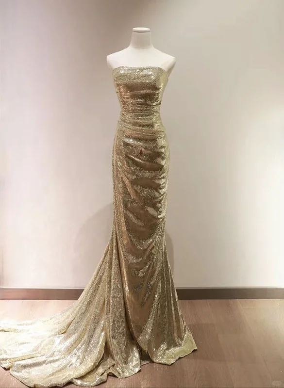 Sequins Mermaid Scoop Long Evening Dress, Long Prom Dress Party Dress Tunics New arrival