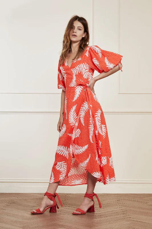 Charlie Broderie Dress - Hot Coral Tunics Seasonal trendy