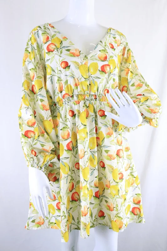 Boutique Yellow Lemon Dress S Turtleneck Neckline Stylish