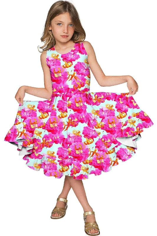 Sweet Illusion Vizcaya Fit & Flare Pink Floral Party Dress - Girls Tunics Prom sequined