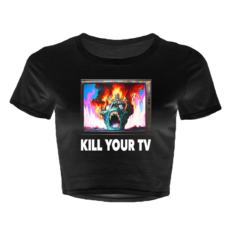 KYT - Women's Crop Top Beaded Sequined Faux Fur