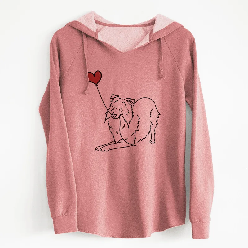 Shetland Sheepdog Heart String - Cali Wave Hooded Sweatshirt Hoodie with High-Low Hem Asymmetrical Trendy