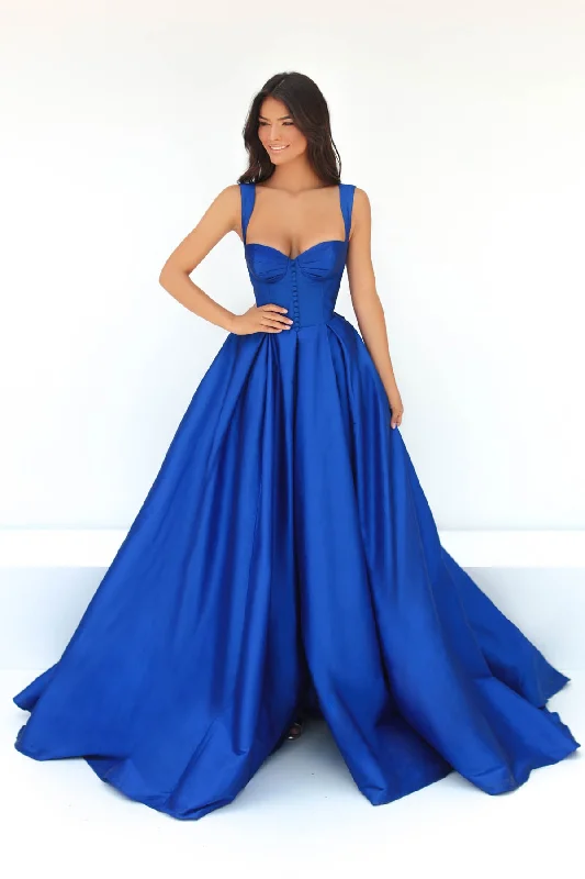 Tarik Ediz 51055 A-line with Buttons Embellishment Dazzle Dress Tunics Bridal satin