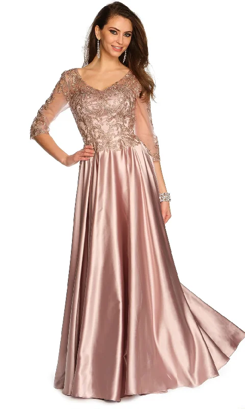 Dave & Johnny 11362 - Illusion Sleeve A-Line Formal Dress Tunics Bestseller popular