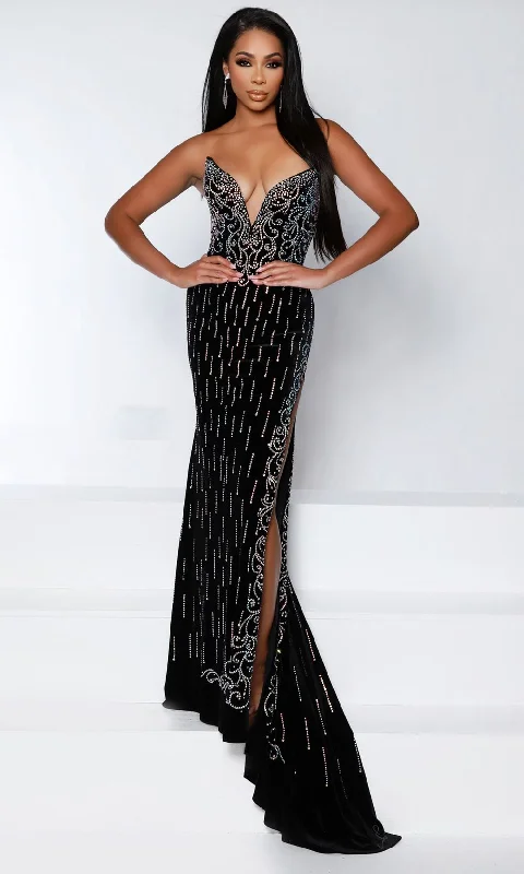 Johnathan Kayne 2944 - Deep V-Neck Velvet Evening Dress Tunics Essential wardrobe