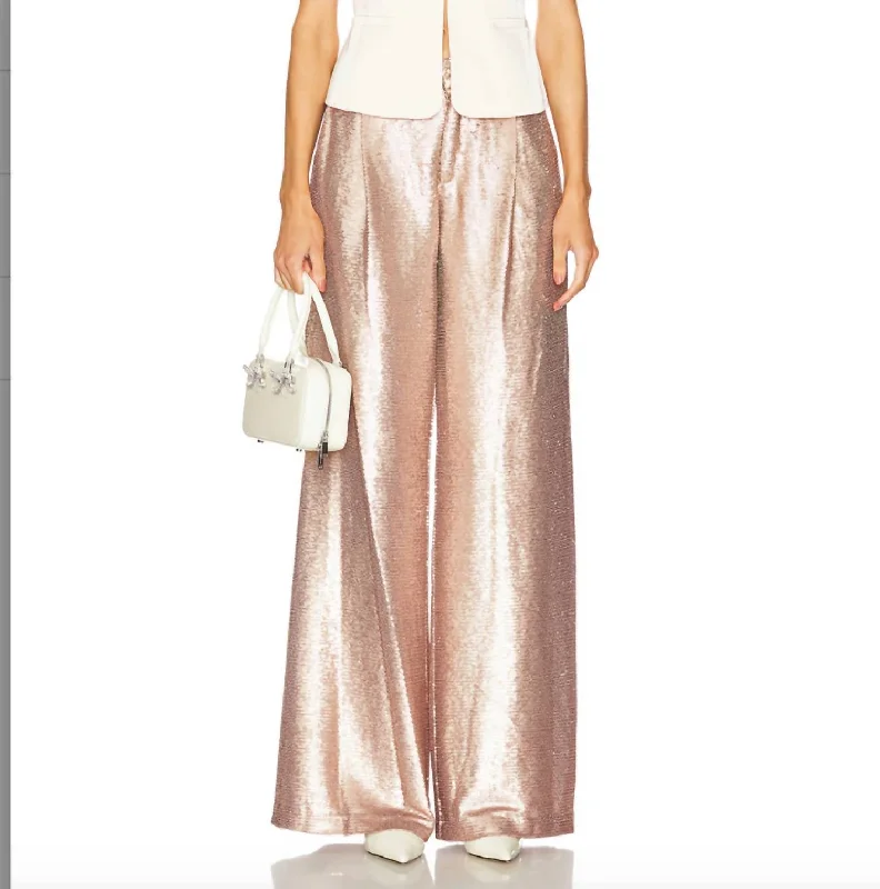 Allanah Sequin Pants In Nude Sequin Classic Cropped Pants