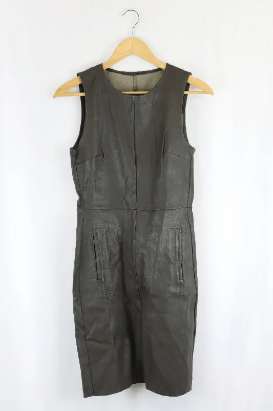 Scanlan & Theodore Leather Brown Dress S Pencil Office Professional