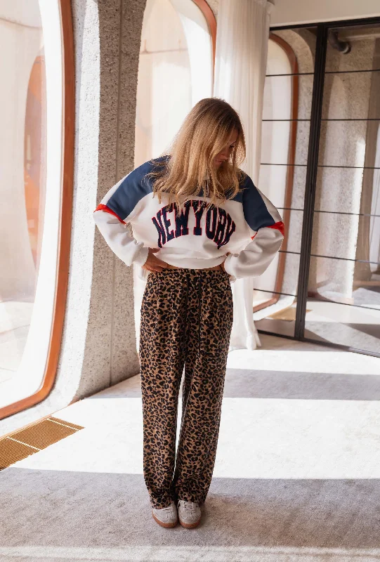 Leopard Fares Pants Comfy Zip-Up Pants