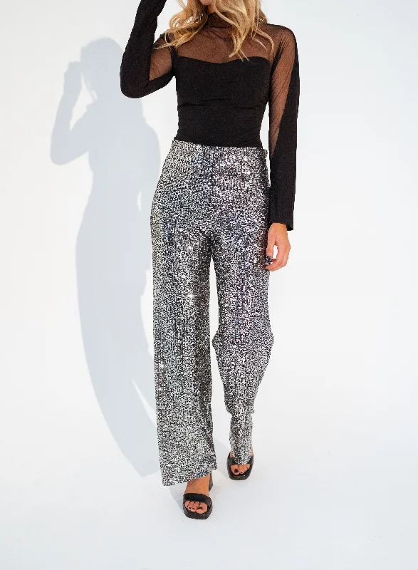 Silvery Glittery Otta Pants Relaxed Lounge Trousers