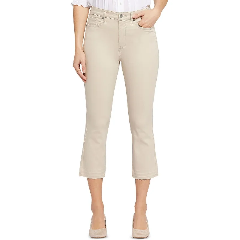 Womens Lift-Tuck Technology Solid Capri Pants Elegant Wool Trousers