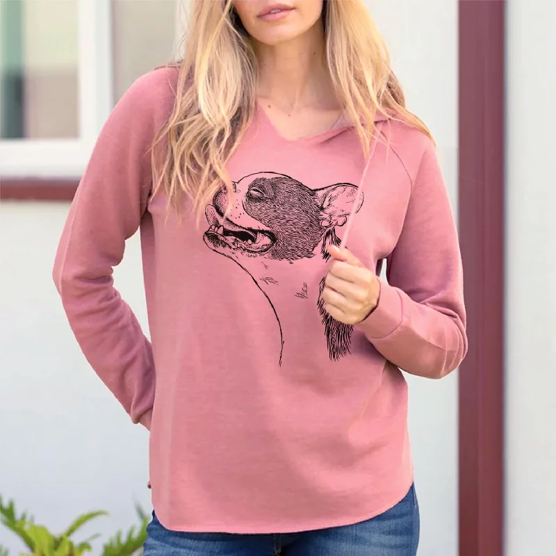Profile Boston Terrier - Cali Wave Hooded Sweatshirt Hoodie with Velcro Closure Adjustable Secure