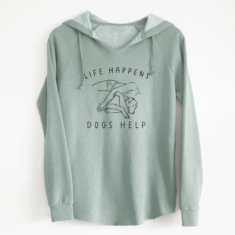 Life Happens Dogs Help - Labrador - Cali Wave Hooded Sweatshirt Hoodie with Exposed Zipper Edgy Industrial
