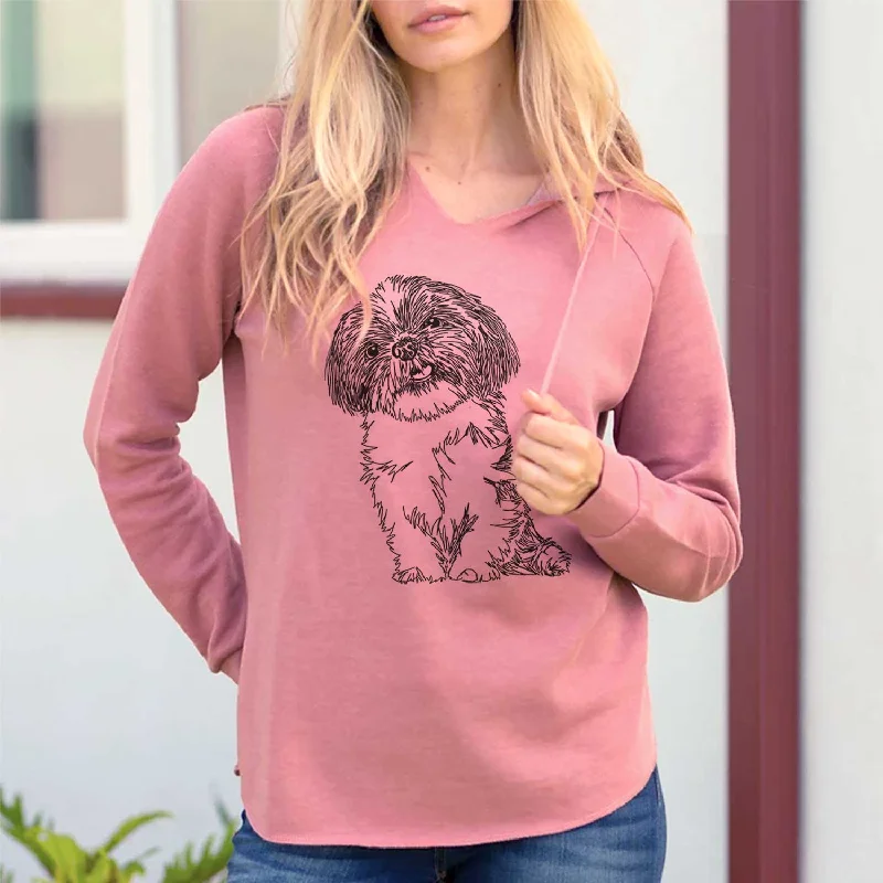 Doodled Ethel the Shih Tzu - Cali Wave Hooded Sweatshirt Hoodie with Half-Zip Sporty Casual