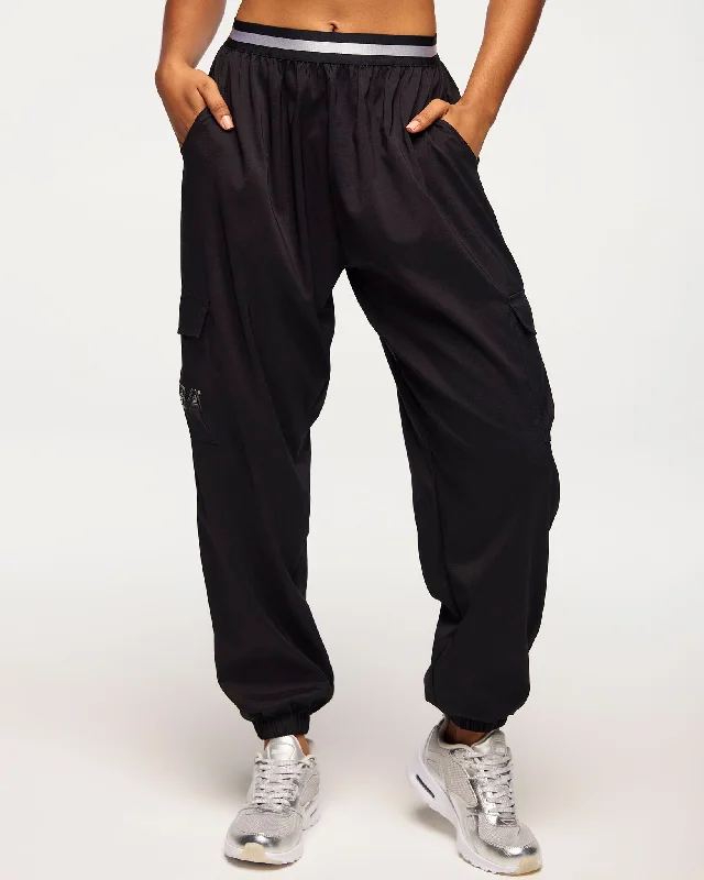 Zumba Runway Parachute Cargo Pants With Elastic Waistband Elegant Palazzo Trousers