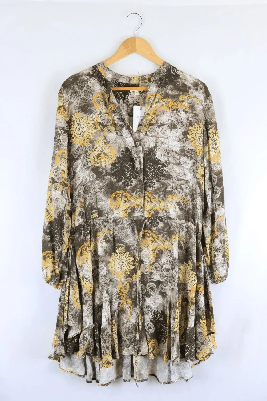 World Of Nomad Brown Dress 1 (M) Crew Neckline Sporty